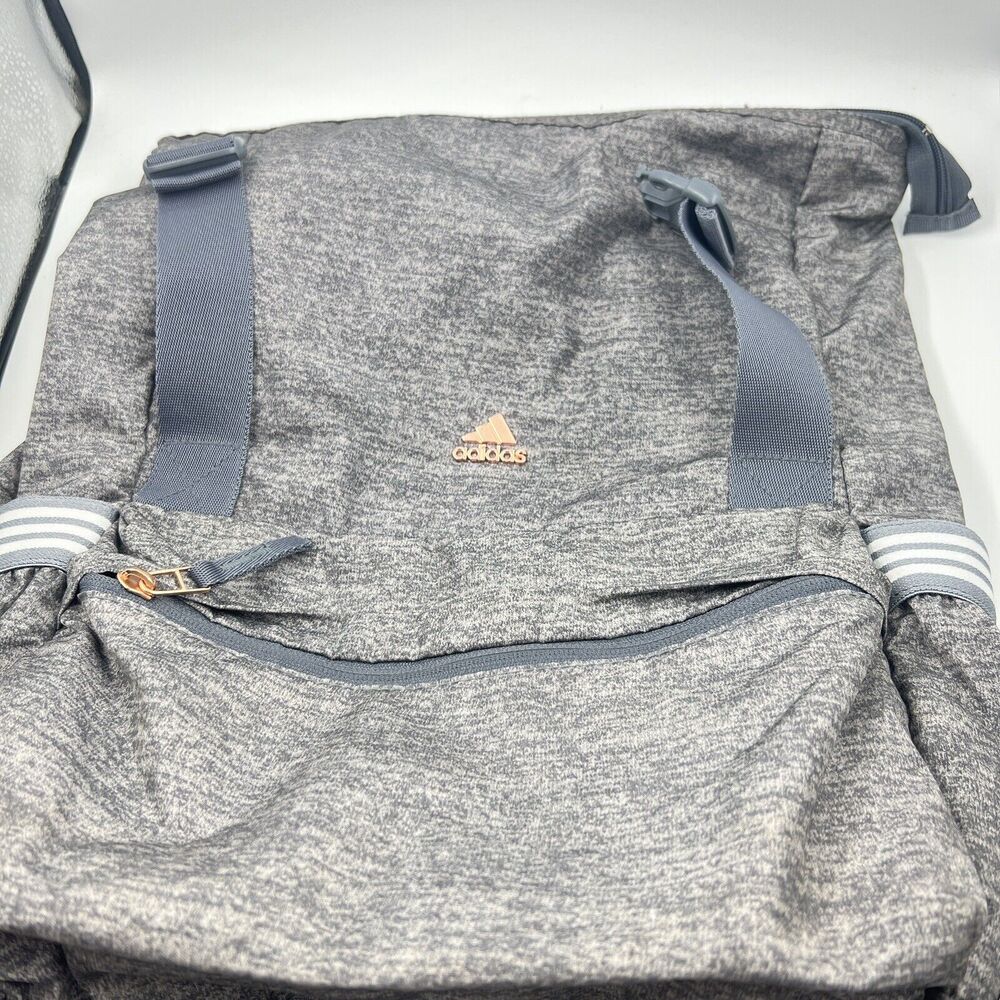 Adidas Yola III Backpack Charcoal Gray Rose Gold Detail Fold over Top Padded